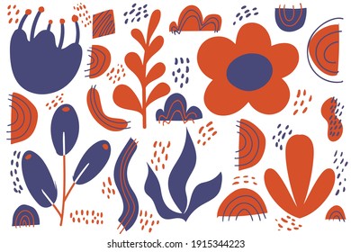 hand drawn pattern background with  organic floral shape