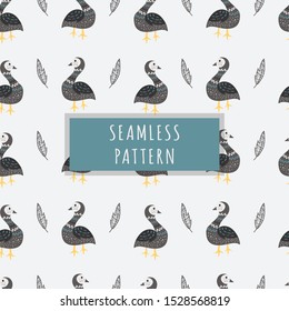 Hand drawn pattern of bird concept,Creative animal texture for fabric, wrapping, textile, wallpaper, apparel
