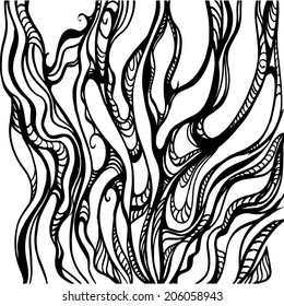 Hand drawn pattern. Black and white vector