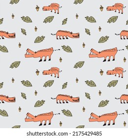 Hand Drawn Pattern boar family