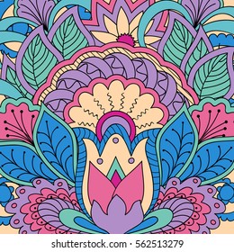 Hand drawn pattern in boho style with mandalas and flowers for backdrop visit card, decorate dishes, cup, porcelain, home, laptop skins, cases, stationery. eps 10.