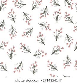 Handgezeichnetes Muster mit Brunch-Blume auf weißem Hintergrund. Vektorgrafik.