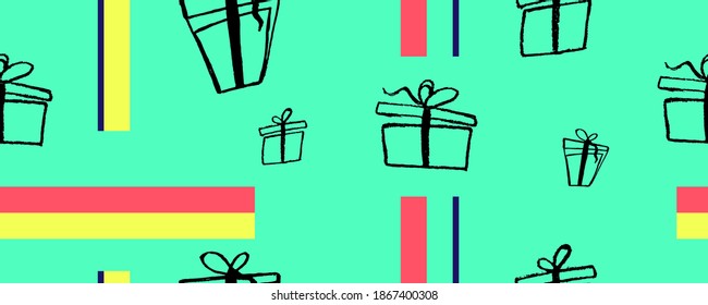 hand drawn pattern of Christmas present