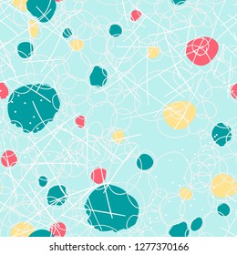 Hand drawn pattern with circles, bubbles, pebbles, stones. Abstract seamless pattern. The background is perfect for wrapping paper, wallpaper, textiles, the fashion industry.