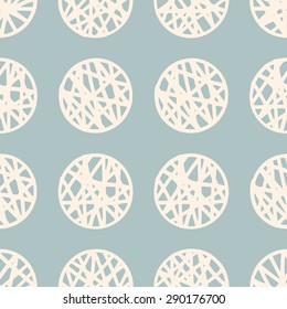 Hand drawn pattern with circles and lines. Seamless background for textile, cards or wrapping paper.