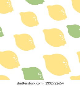 Hand drawn pattern with colorful lemons. Freehand fruits perfect for shop or restaurant menu, flyer, banner and print design.