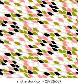 Hand drawn pattern with colorful hand painted dots, various organic shapes and marks. Vector texture for print in organic colors for fall winter fashion. Inspiring background in olive green and pink