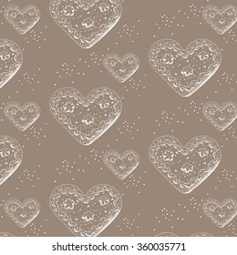 Hand drawn pattern of cookies hearts