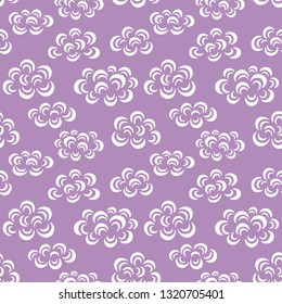 Hand Drawn Pattern. Cute Clouds Background. Endless Vector.