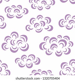 Hand Drawn Pattern. Cute Clouds Background. Endless Vector.