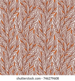 Hand drawn pattern with decorative  branches. Stylized colorful  floral ornament. Summer spring background, nature collection. Vector illustration