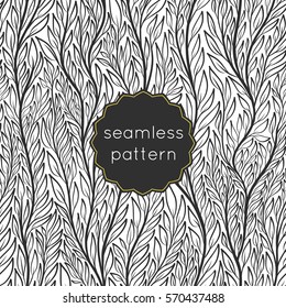 Hand drawn pattern with decorative floral ornament. Stylized colorful branches. Summer spring background, nature collection. Vector illustration