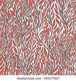 Hand drawn pattern with decorative floral ornament. Stylized colorful branches. Summer spring background, nature collection. Vector illustration