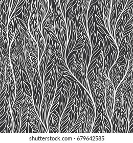 Hand drawn pattern with decorative floral ornament. Stylized colorful branches. Summer spring background, nature collection. Vector illustration