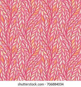 Hand drawn pattern with decorative floral ornament. Stylized colorful branches. Summer spring background, nature collection. Vector illustration