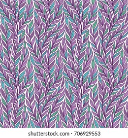 Hand drawn pattern with decorative floral ornament. Stylized colorful branches. Summer spring background, nature collection. Vector illustration