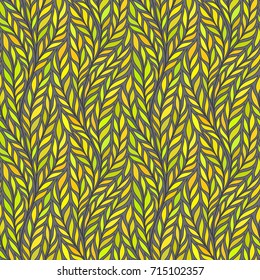 Hand drawn pattern with decorative floral ornament. Stylized colorful branches. Summer spring background, nature collection. Vector illustration