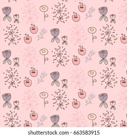 Hand Drawn Pattern Design Pink Background Stock Vector (Royalty Free ...