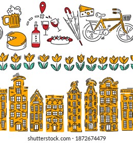 Hand drawn pattern in doodle style. Vector image, clipart, editable details.