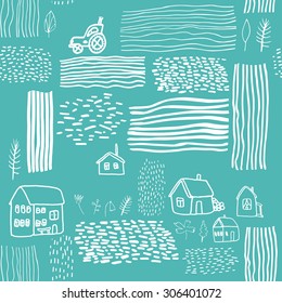 Hand Drawn Pattern With Farm Life. Adult Coloring Book.