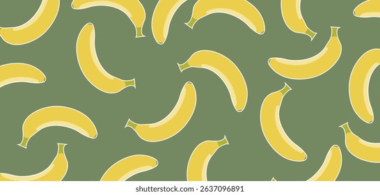 Hand drawn pattern, freehand drawn banana. fruit background for fabric, textiles, clothing, poster, cover, decoration, banner, wallpaper, interior decor. Vector illustration