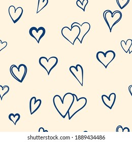 Hand drawn pattern with heart shape and light brown background. Miscellaneous patterns Image of love. vector eps 10.