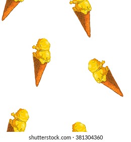 Hand drawn pattern of ice cream