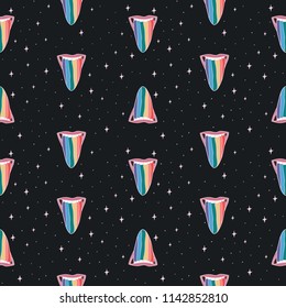 Hand Drawn pattern with lgbt girl or woman with rainbow tongue in psychodelic style. Illustrations Drawing Vector Sketch for textile, print, invitation, poster, background, book, t-shirt, wallpaper