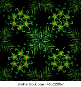 Hand drawn pattern with mandalas and shadows. Vector illustration.
