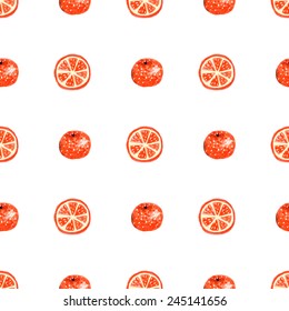 Hand drawn pattern with orange fruits