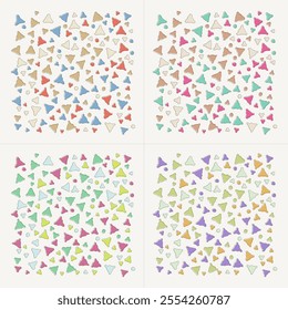 Hand Drawn Pattern Organic Shapes Colorful Triangles Abstract Background Set Collection