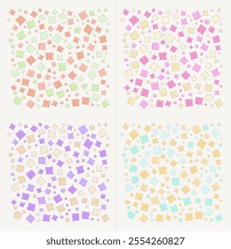 Hand Drawn Pattern Organic Shapes Colorful Squares Abstract Background Set Collection