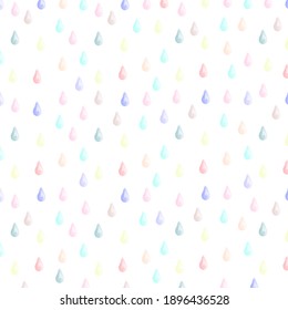 Hand drawn pattern with pastel watercolor drops. 