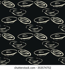 Hand drawn pattern plates. Chalk seamless background.