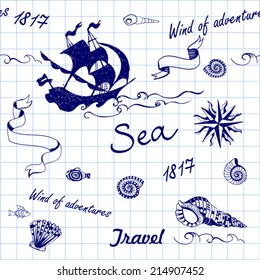 hand drawn pattern with sailfish