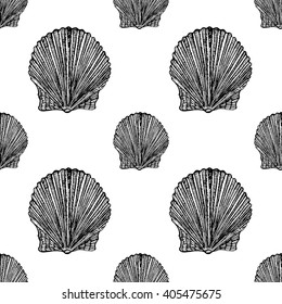 hand drawn pattern with seashells 