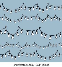 hand drawn pattern. Style Garland Lights. Vector illustration.