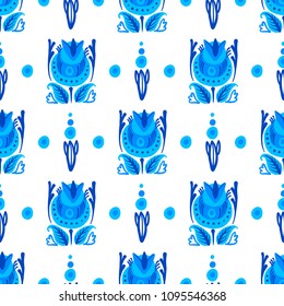 Hand Drawn pattern with summer flowers and herbs vintage floral elements.