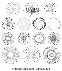 Hand drawn pattern Textures.Sunray round burst,wreath,frame.Point drop decor,artistic brushes.Isolated Design template elements, invitations, holiday, ,logo design.Sketched ink,grunge Vector.