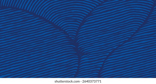 hand drawn pattern of undulating blue lines, creating a sense of dynamic flow and organic texture across the deep blue background
