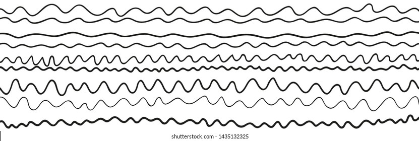 Hand drawn pattern with waves. Universal texture. Abstract background. Doodle for your design. Wallpaper for banners. Black and white illustration