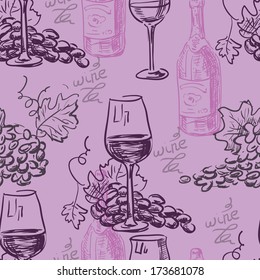Hand drawn pattern- wine and wine making- chalkboard