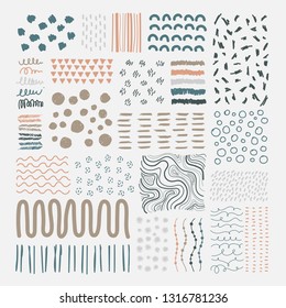 Hand drawn patterned design elements vector set