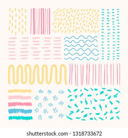 Hand drawn patterned design elements vector set