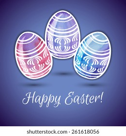 Hand drawn patterned Easter eggs. Vector illustration.