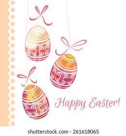 Hand drawn patterned Easter eggs. Vector illustration.