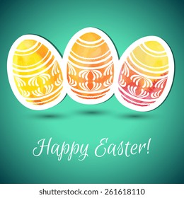 Hand drawn patterned Easter eggs. Vector illustration.