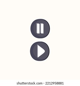 hand drawn pause and play icon vector illustration.