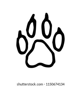 Hand Drawn paw doodle. Sketch style icon. Decoration element. Isolated on white background. Flat design. Vector illustration.