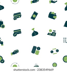 Hand drawn Payment seamless pattern. Seamless pattern with payment business doodle elements.